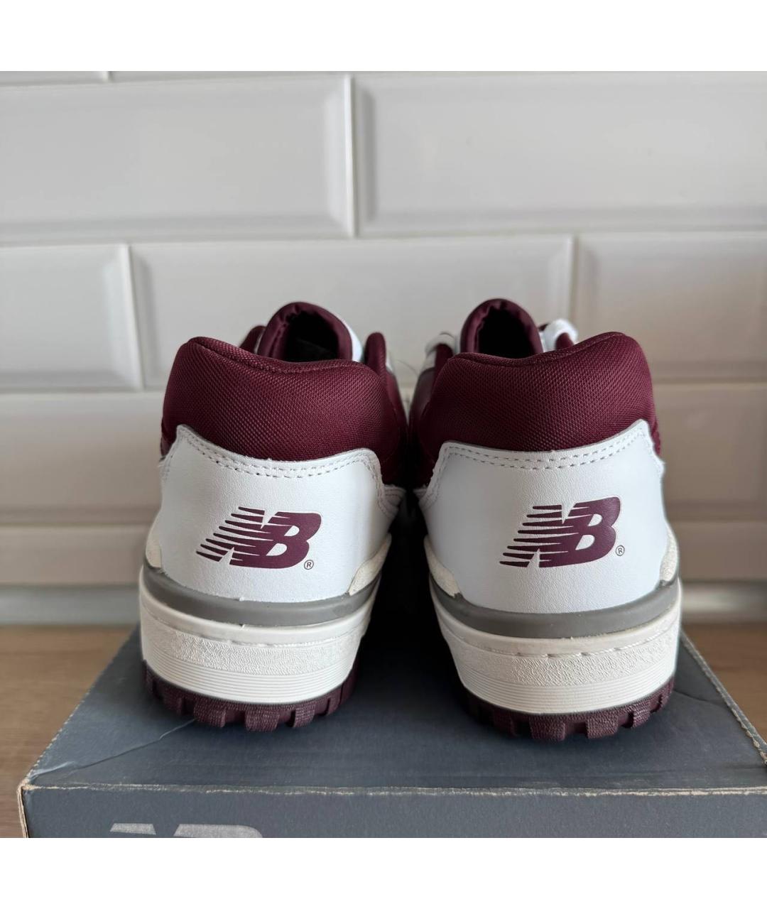 NEW BALANCE Бордовые кожаные низкие кроссовки / кеды, фото 5