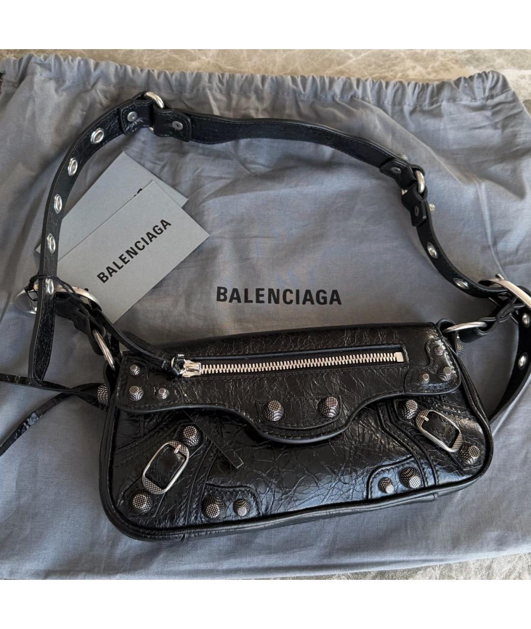 BALENCIAGA Черная кожаная сумка через плечо, фото 2