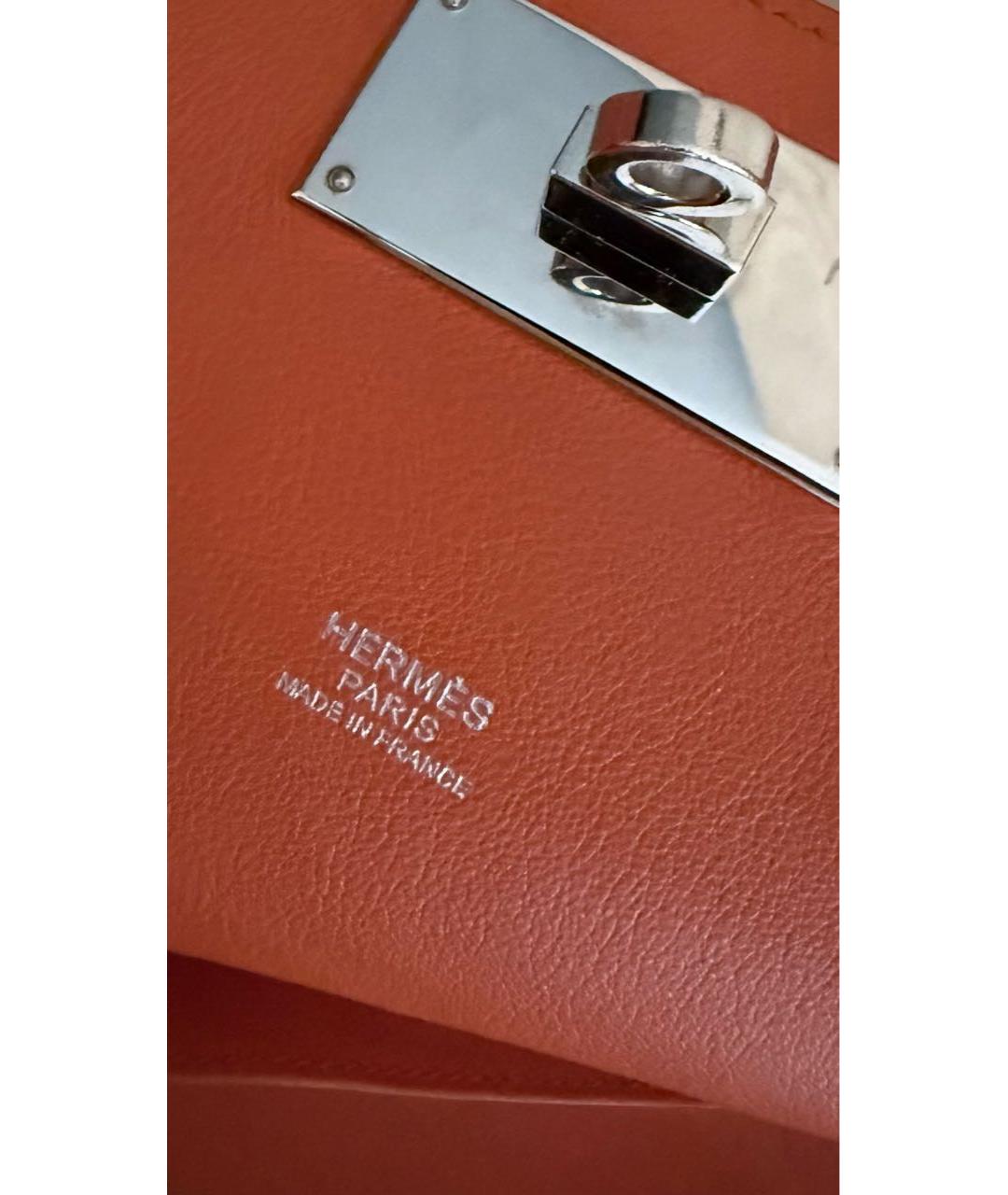 HERMES Оранжевая кожаная сумка через плечо, фото 5