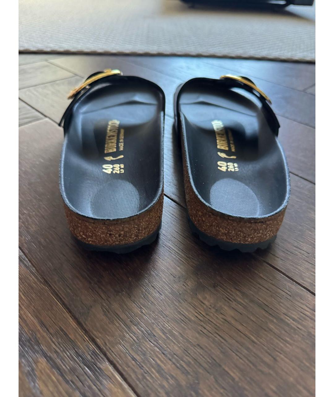 BIRKENSTOCK Черные кожаные шлепанцы, фото 4