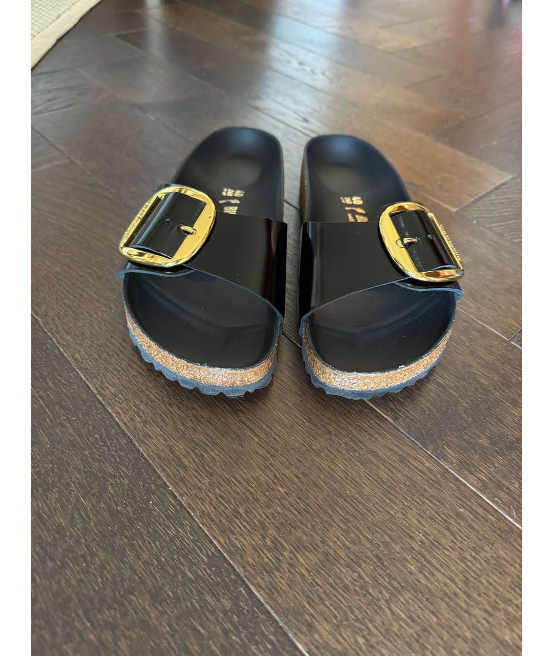 BIRKENSTOCK Черные кожаные шлепанцы, фото 2