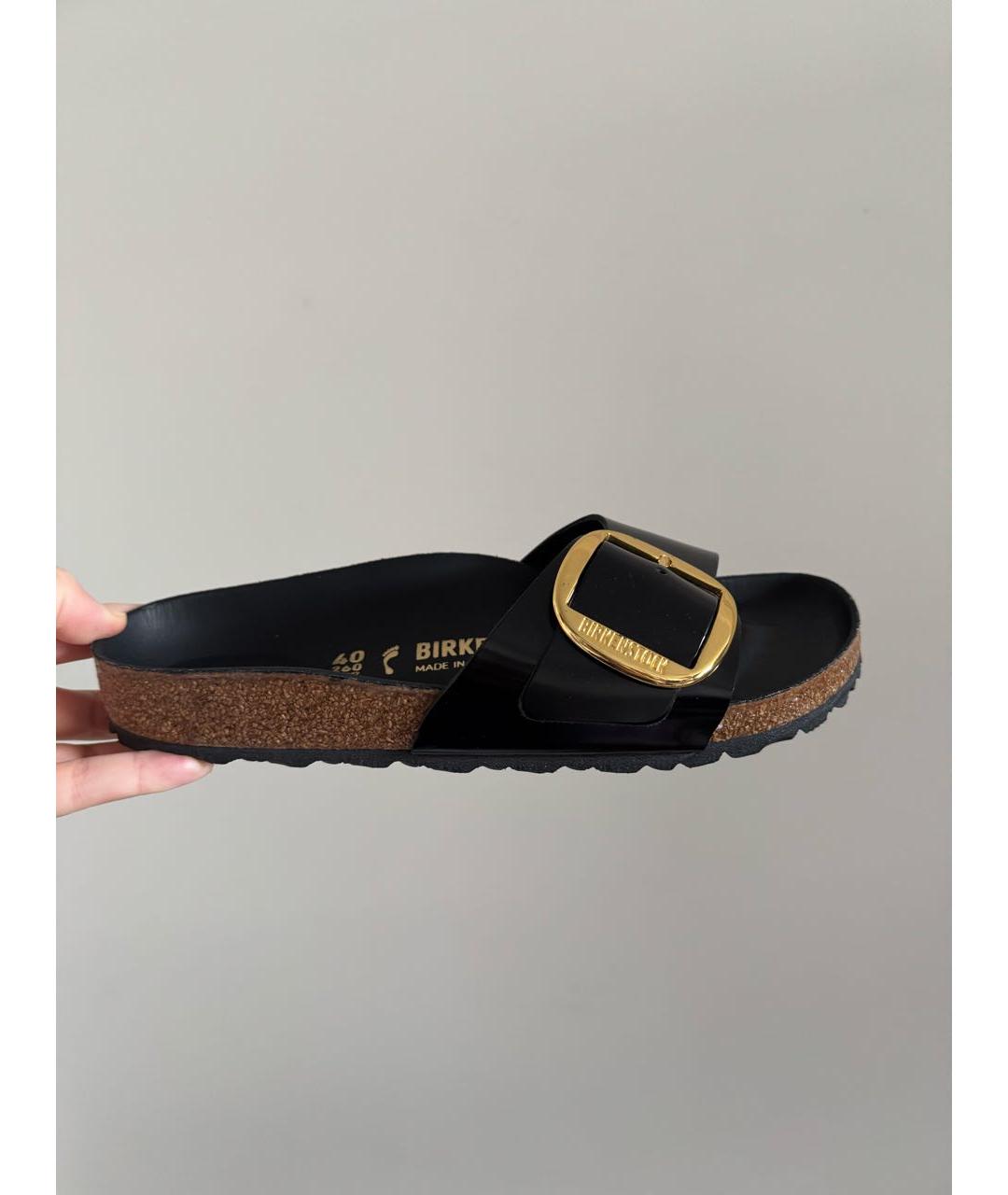 BIRKENSTOCK Черные кожаные шлепанцы, фото 9