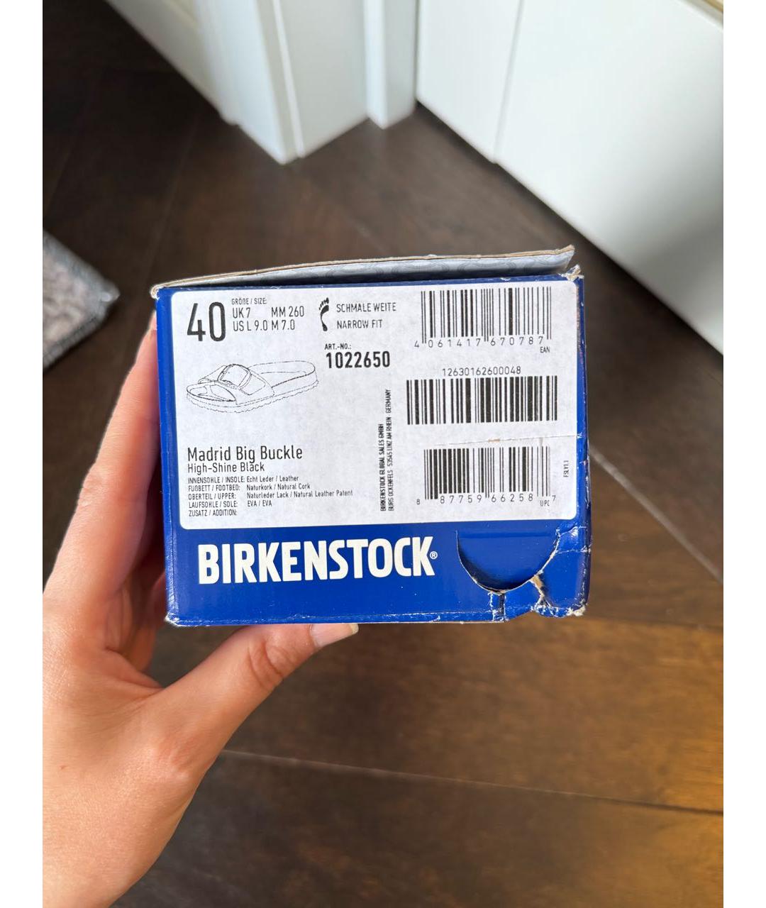 BIRKENSTOCK Черные кожаные шлепанцы, фото 8