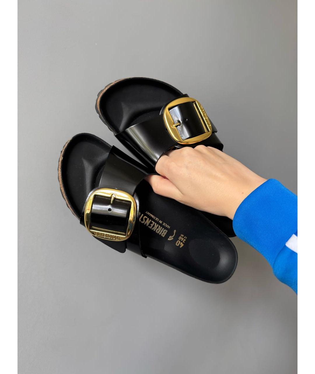 BIRKENSTOCK Черные кожаные шлепанцы, фото 5