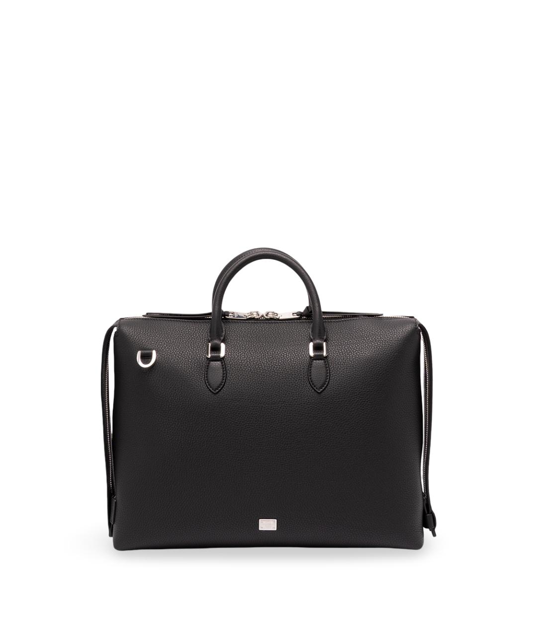 DOLCE&GABBANA Черный кожаный портфель, фото 1
