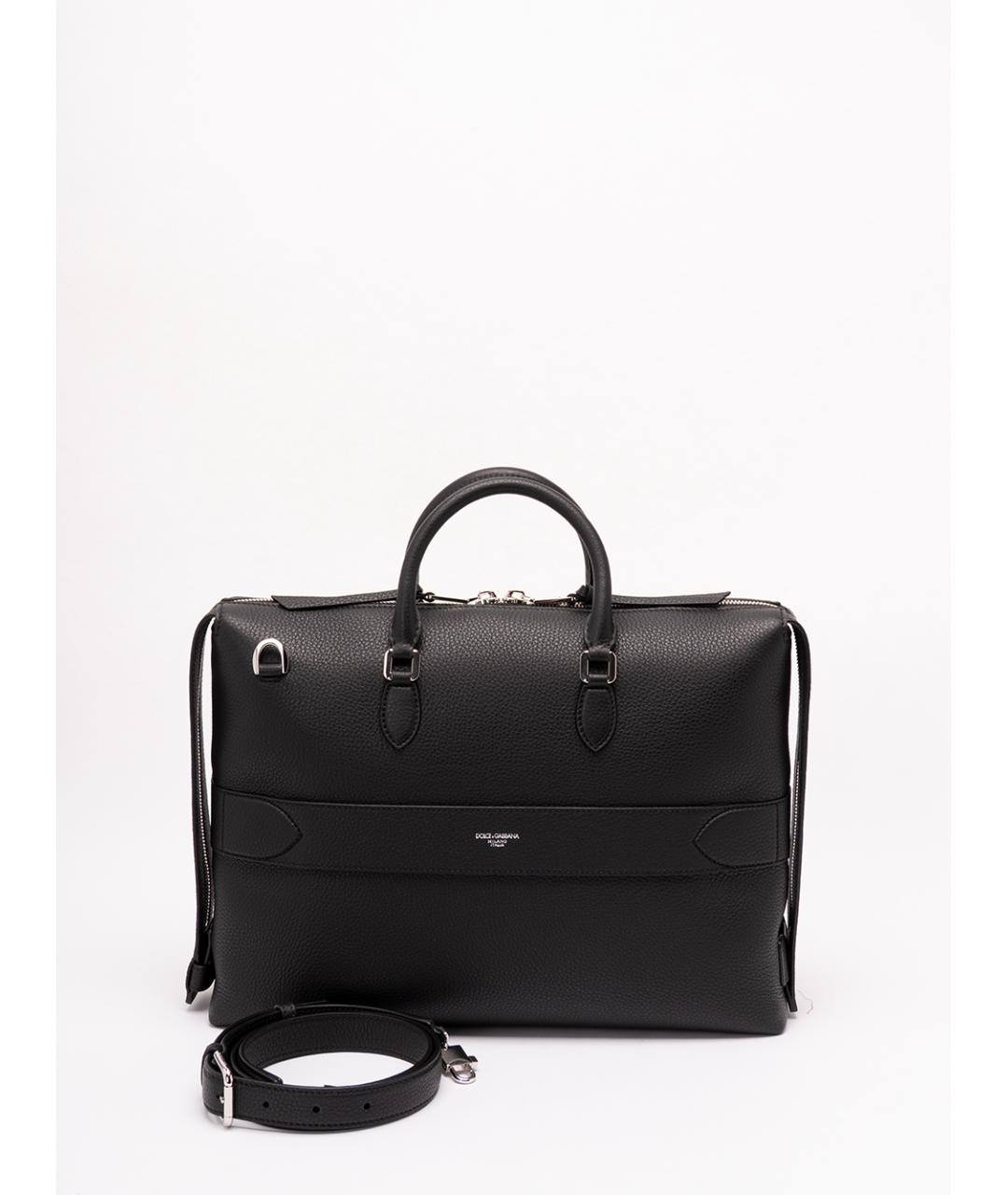 DOLCE&GABBANA Черный кожаный портфель, фото 2