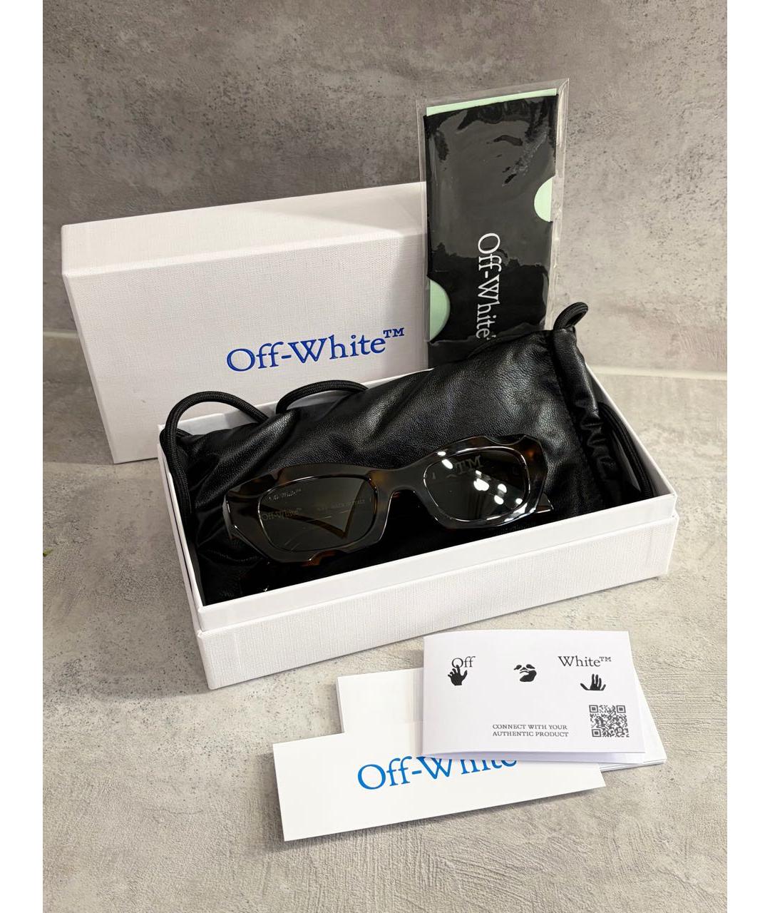 OFF-WHITE Коричневые пластиковые солнцезащитные очки, фото 7