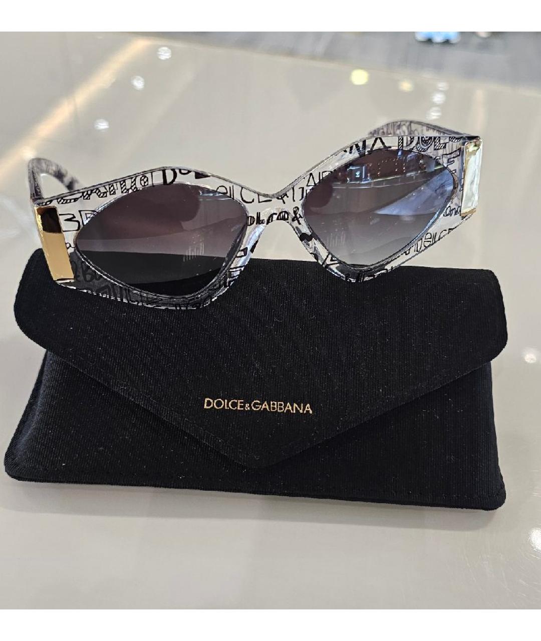 DOLCE&GABBANA Белые пластиковые солнцезащитные очки, фото 2