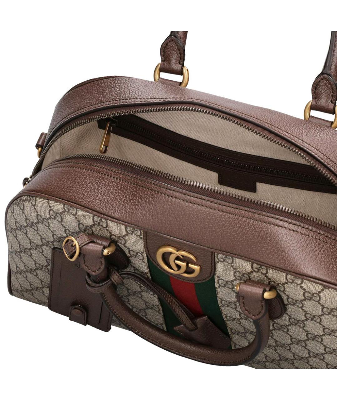 GUCCI Коричневая кожаная дорожная/спортивная сумка, фото 4