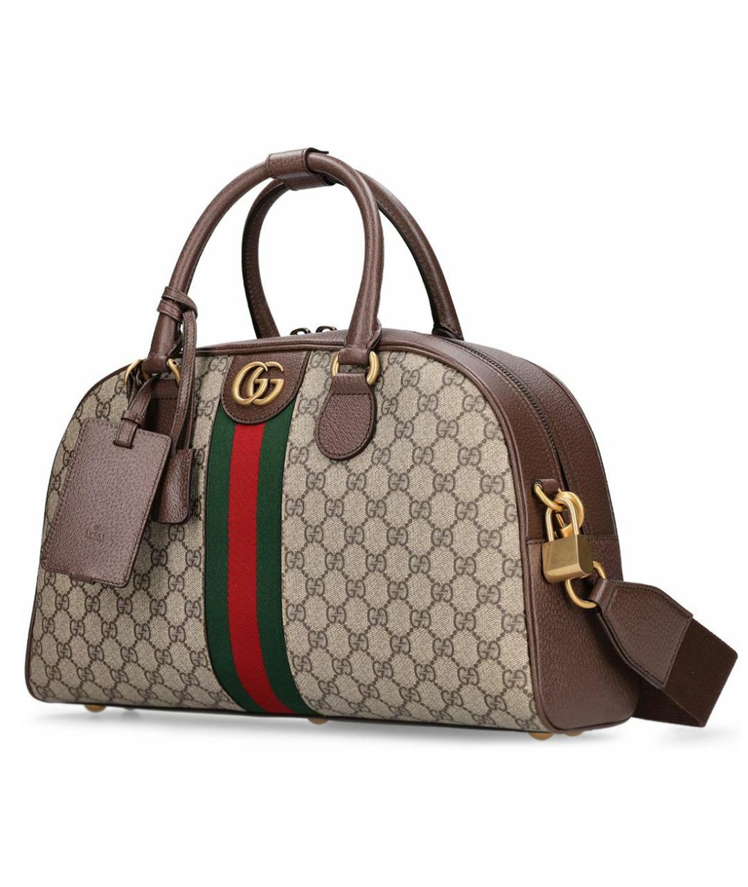 GUCCI Коричневая кожаная дорожная/спортивная сумка, фото 2