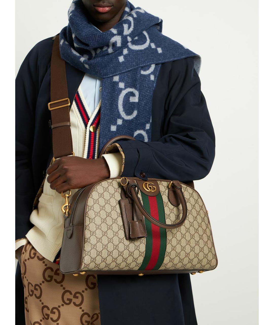 GUCCI Коричневая кожаная дорожная/спортивная сумка, фото 6