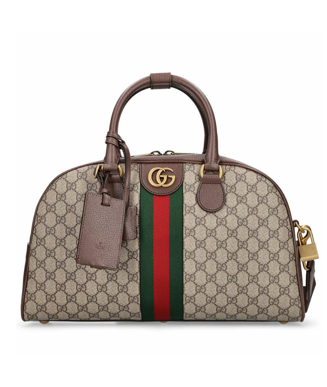 GUCCI Коричневая кожаная дорожная/спортивная сумка, фото 10