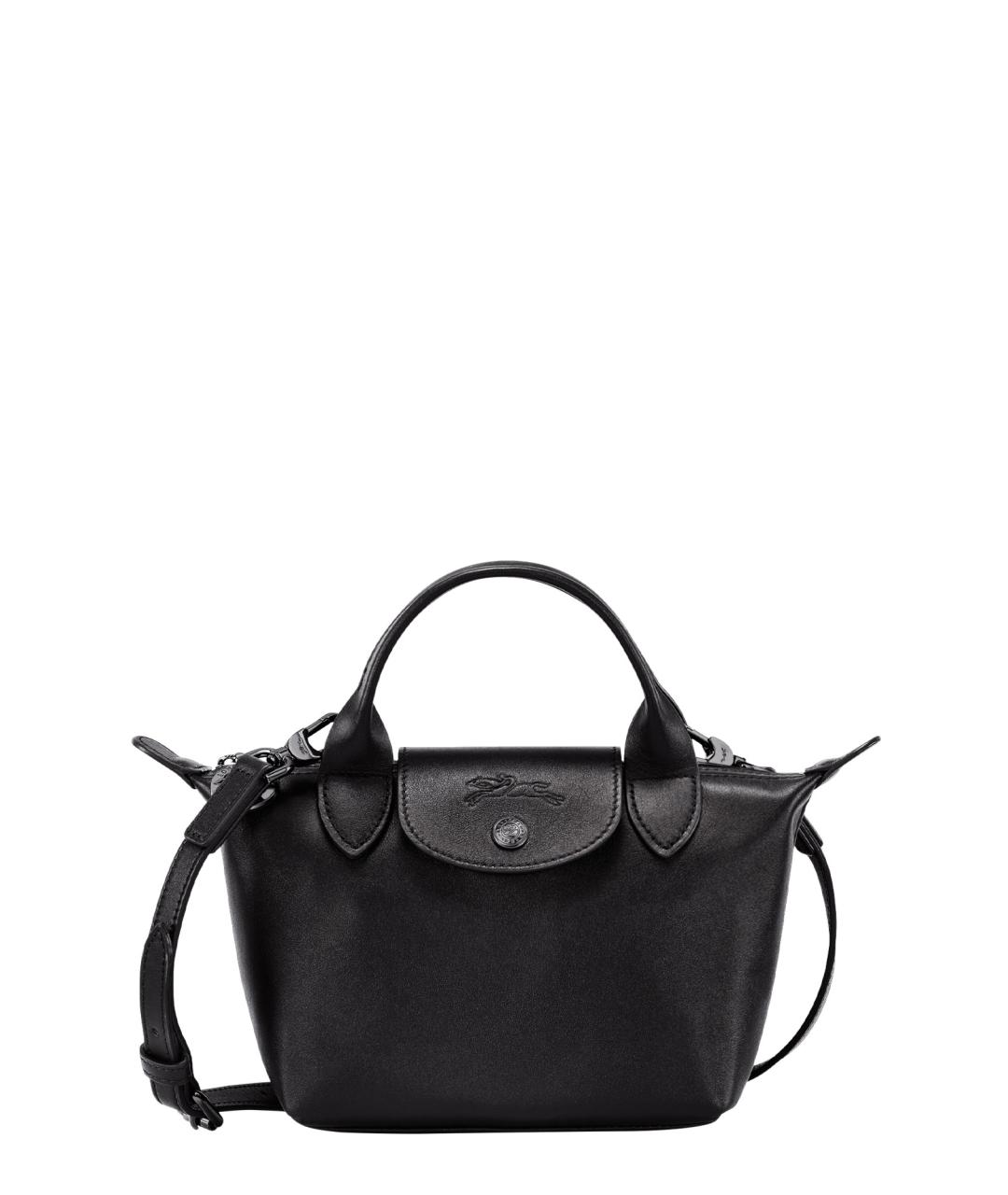 LONGCHAMP Черная кожаная сумка тоут, фото 1