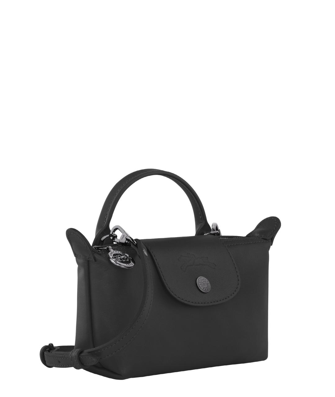 LONGCHAMP Черная кожаная сумка тоут, фото 3