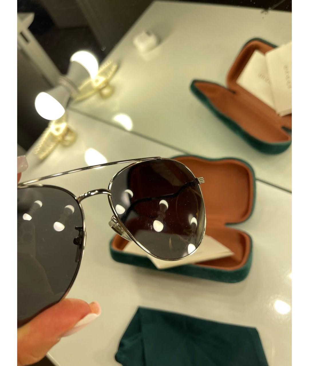 GUCCI Черные металлические солнцезащитные очки, фото 5