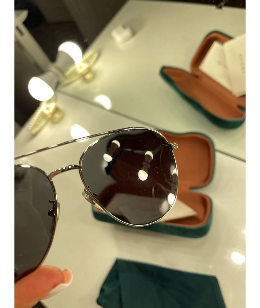 GUCCI Черные металлические солнцезащитные очки, фото 6