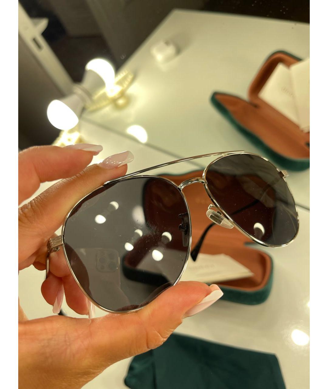 GUCCI Черные металлические солнцезащитные очки, фото 7