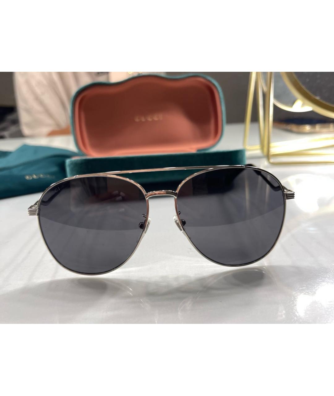 GUCCI Черные металлические солнцезащитные очки, фото 8