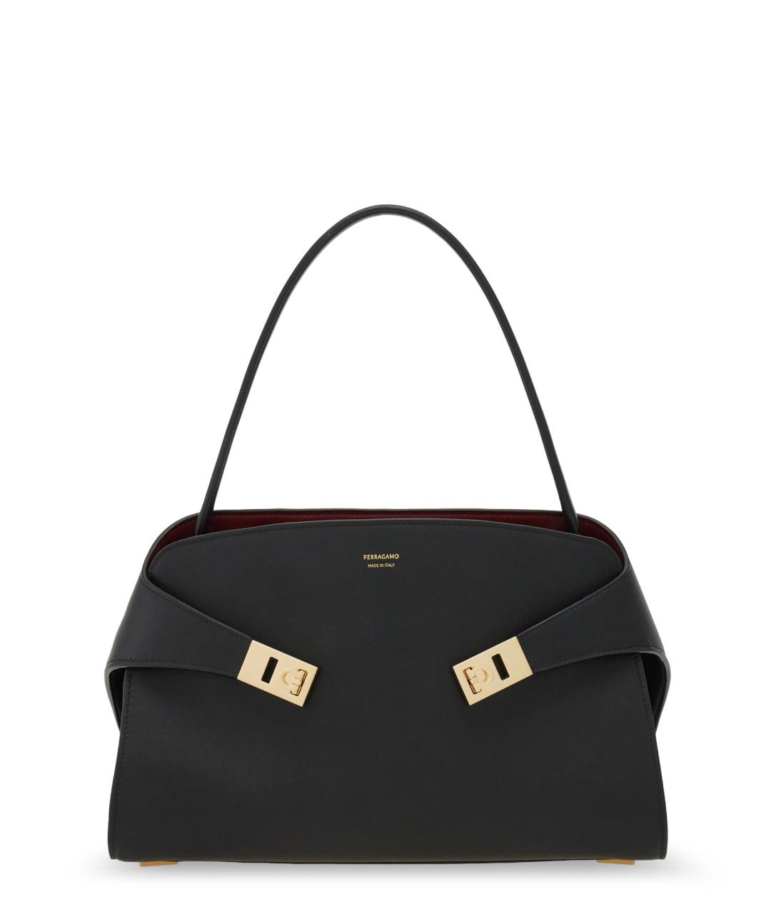 FERRAGAMO Черная кожаная сумка тоут, фото 1