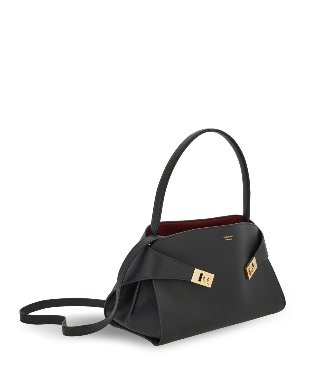 FERRAGAMO Черная кожаная сумка тоут, фото 3