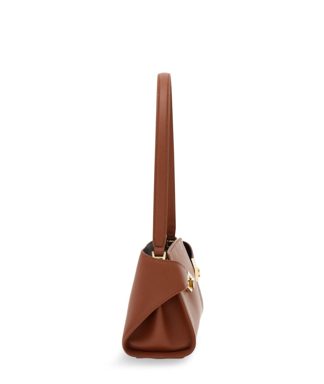 FERRAGAMO Коричневая кожаная сумка с короткими ручками, фото 3