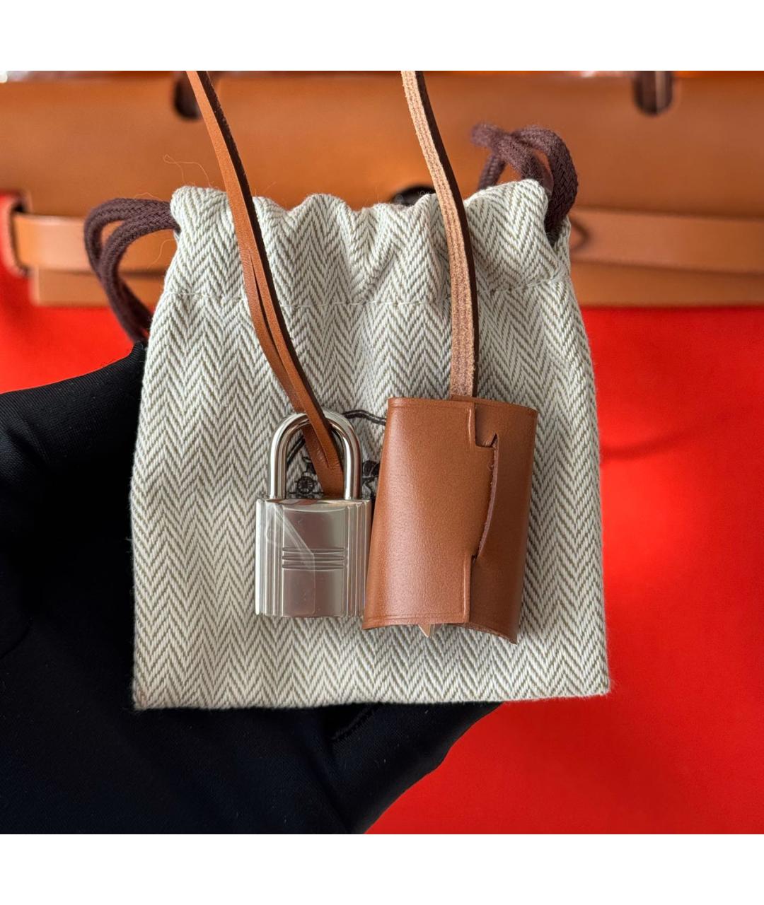 HERMES Красная тканевая сумка через плечо, фото 8