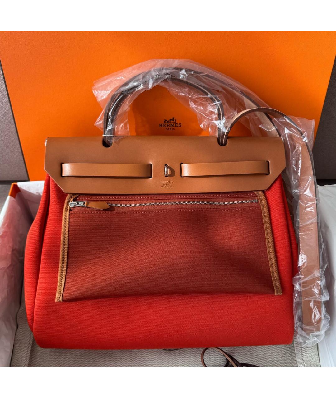 HERMES Красная тканевая сумка через плечо, фото 3