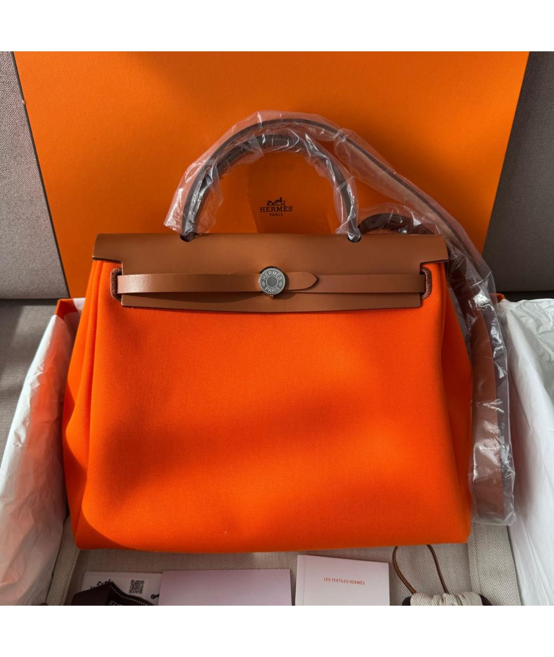 HERMES Оранжевая кожаная сумка через плечо, фото 2