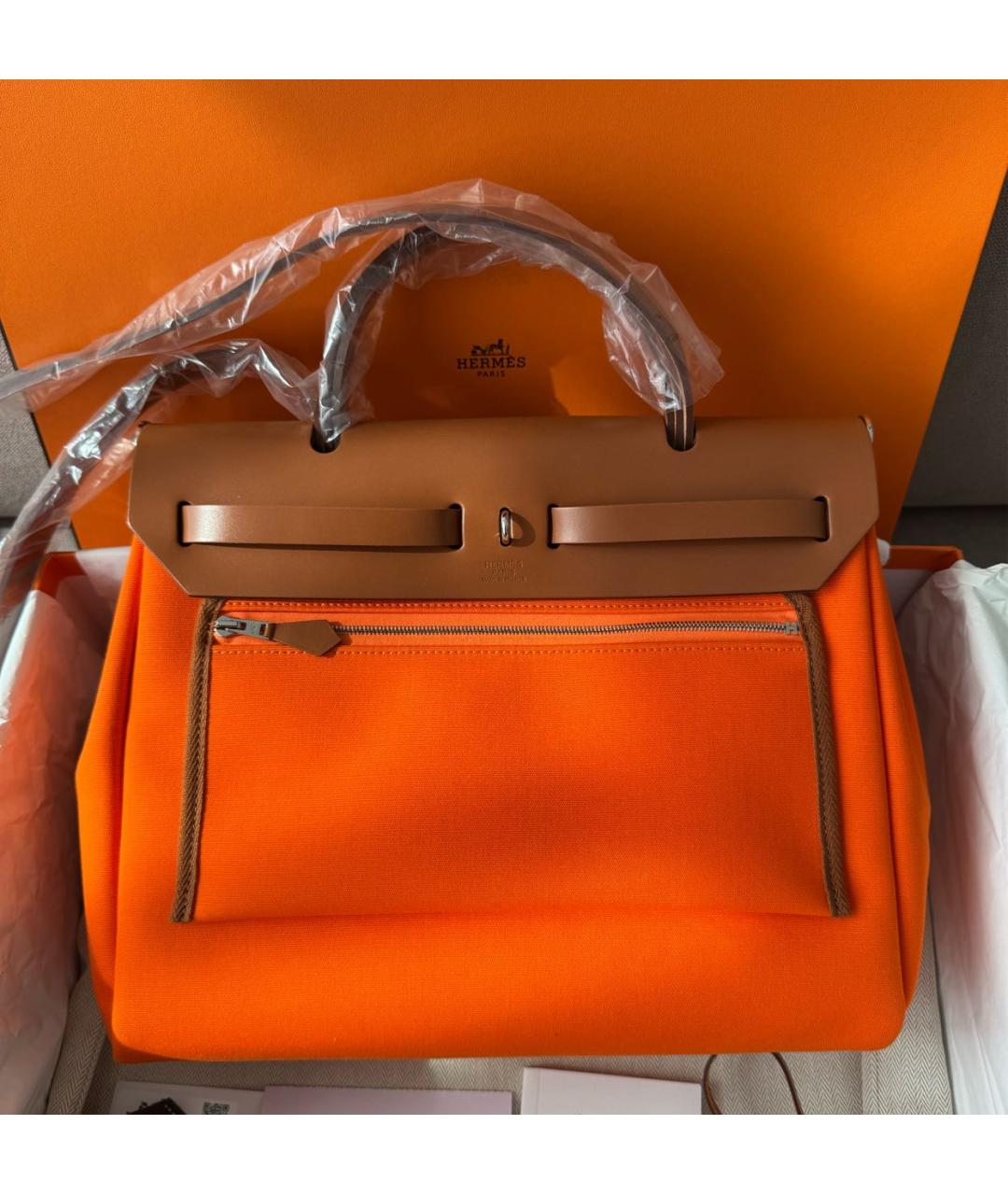 HERMES Оранжевая кожаная сумка через плечо, фото 3