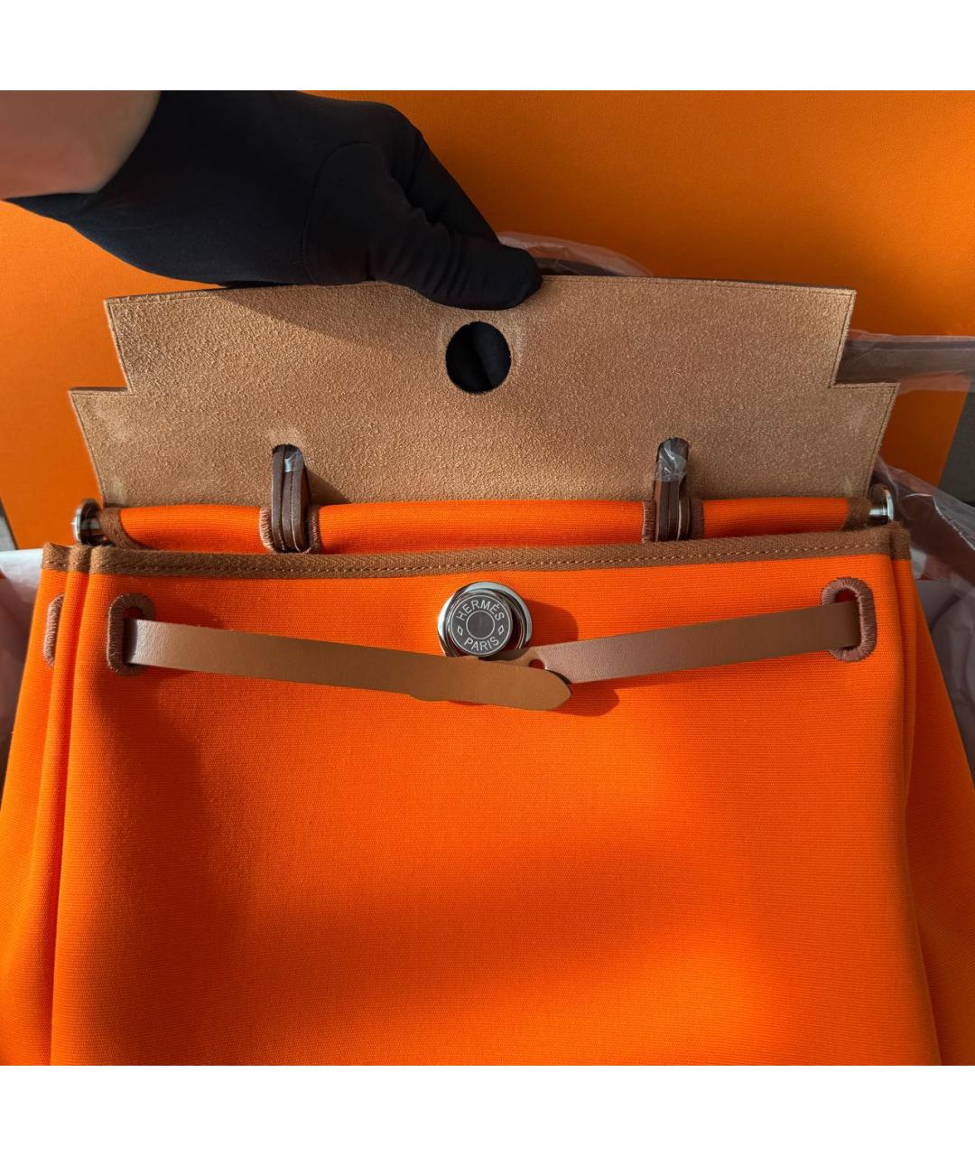 HERMES Оранжевая кожаная сумка через плечо, фото 4