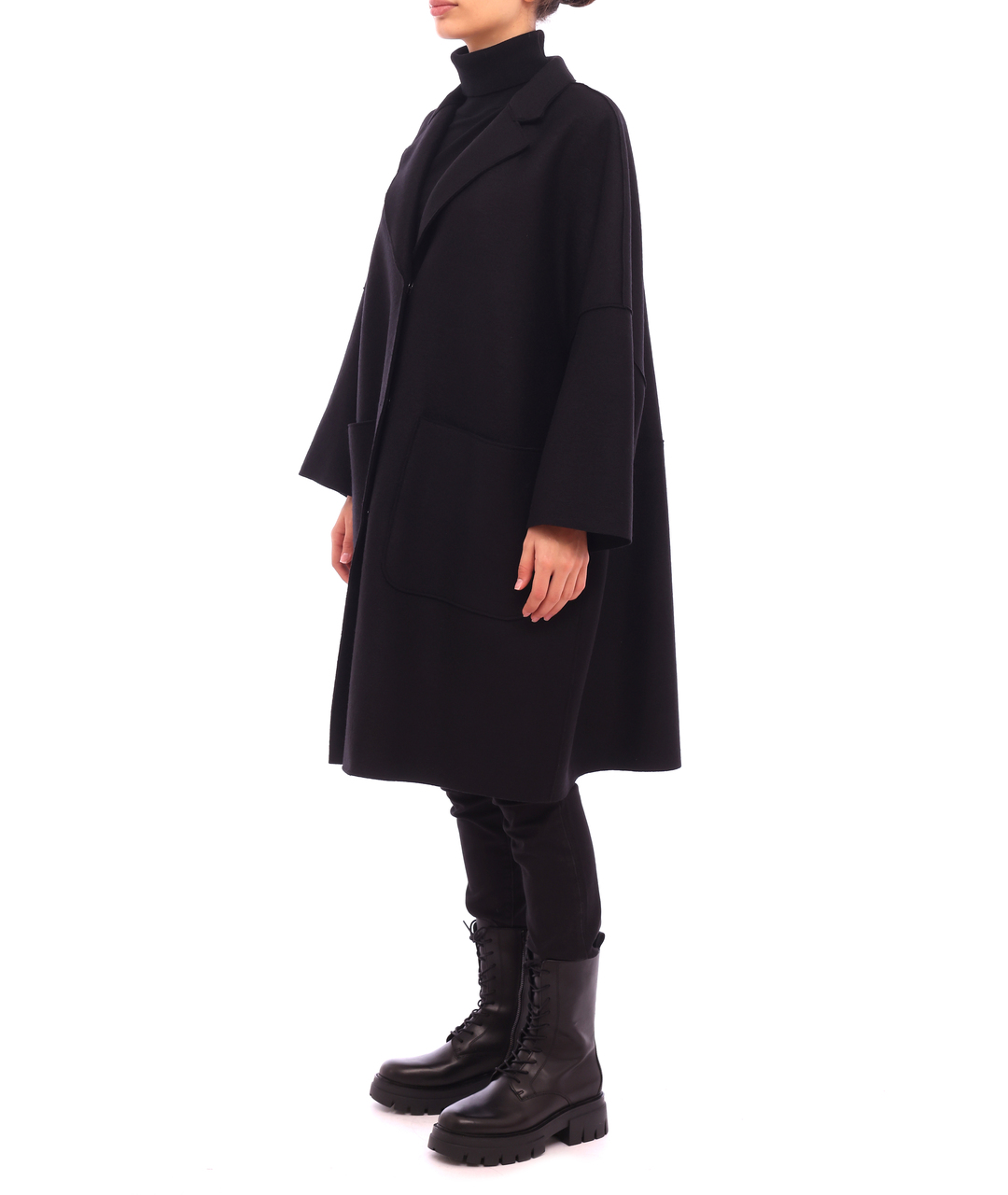 HERNO Черное шерстяное пальто, фото 5