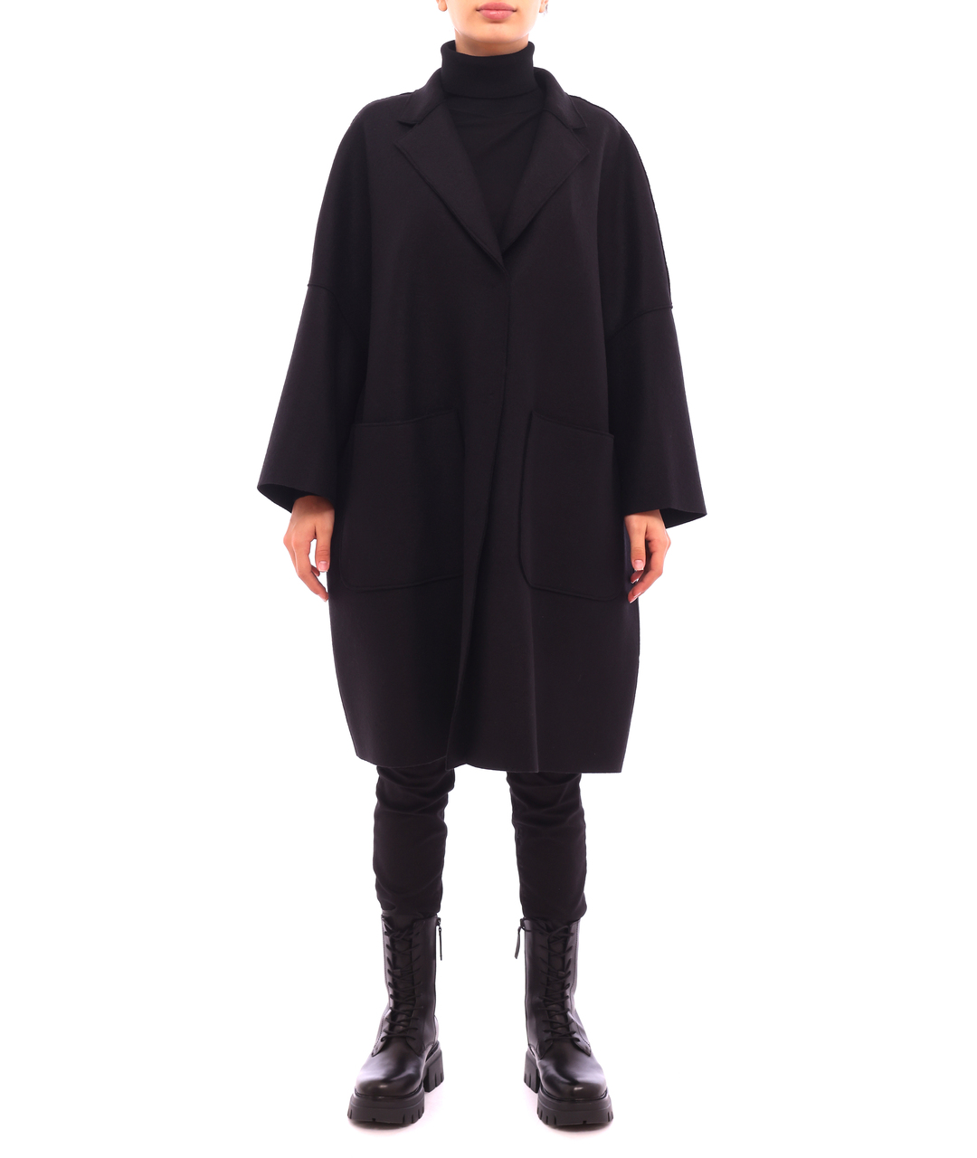 HERNO Черное шерстяное пальто, фото 6