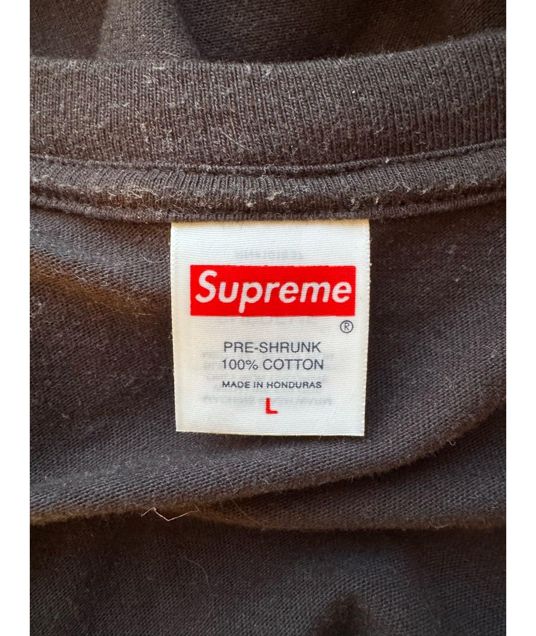 SUPREME Черная хлопковая футболка, фото 3