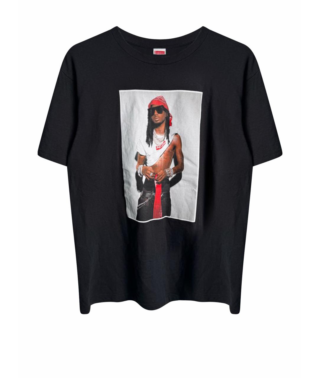 SUPREME Черная хлопковая футболка, фото 1