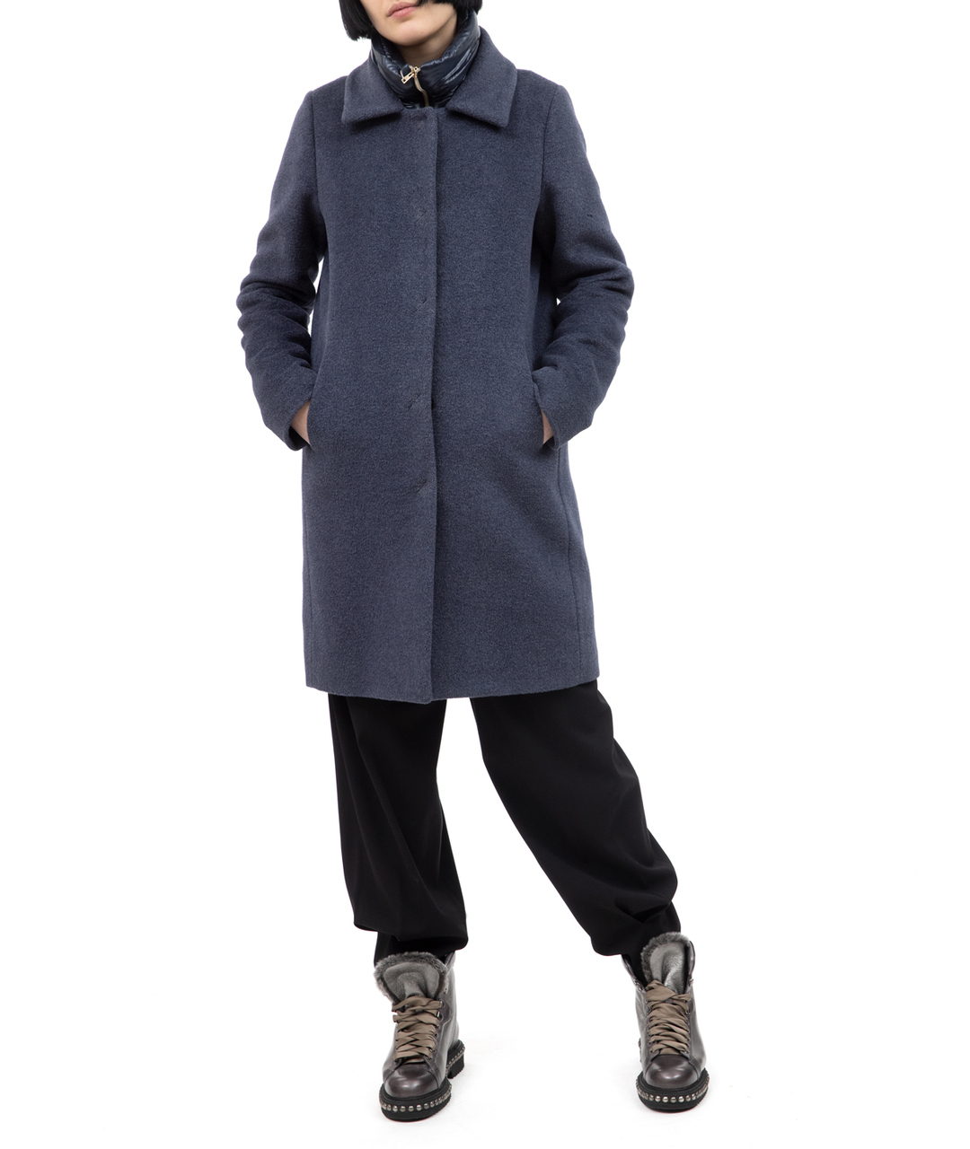 HERNO Синее кашемировое пальто, фото 7
