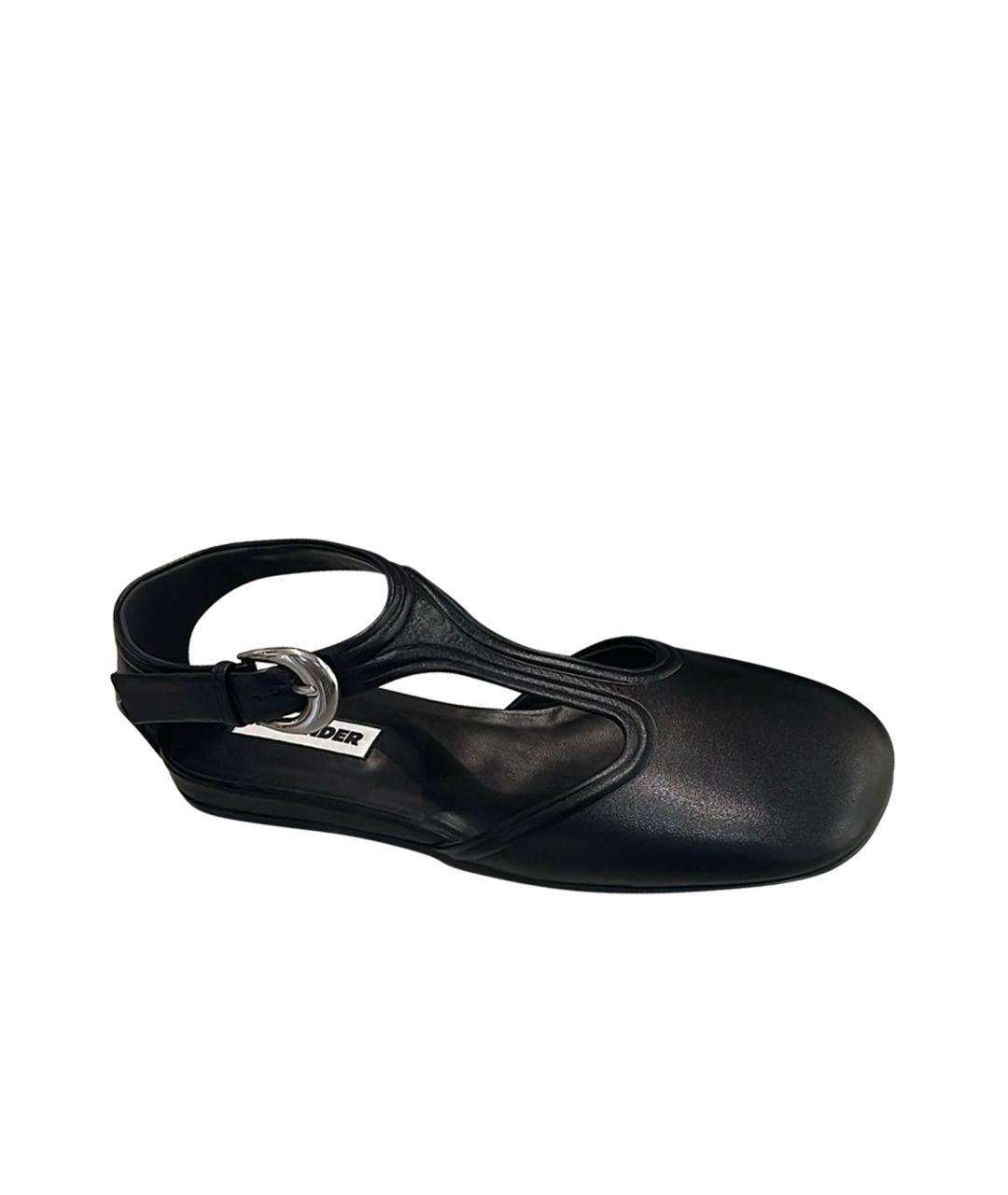 JIL SANDER Черные кожаные балетки, фото 1