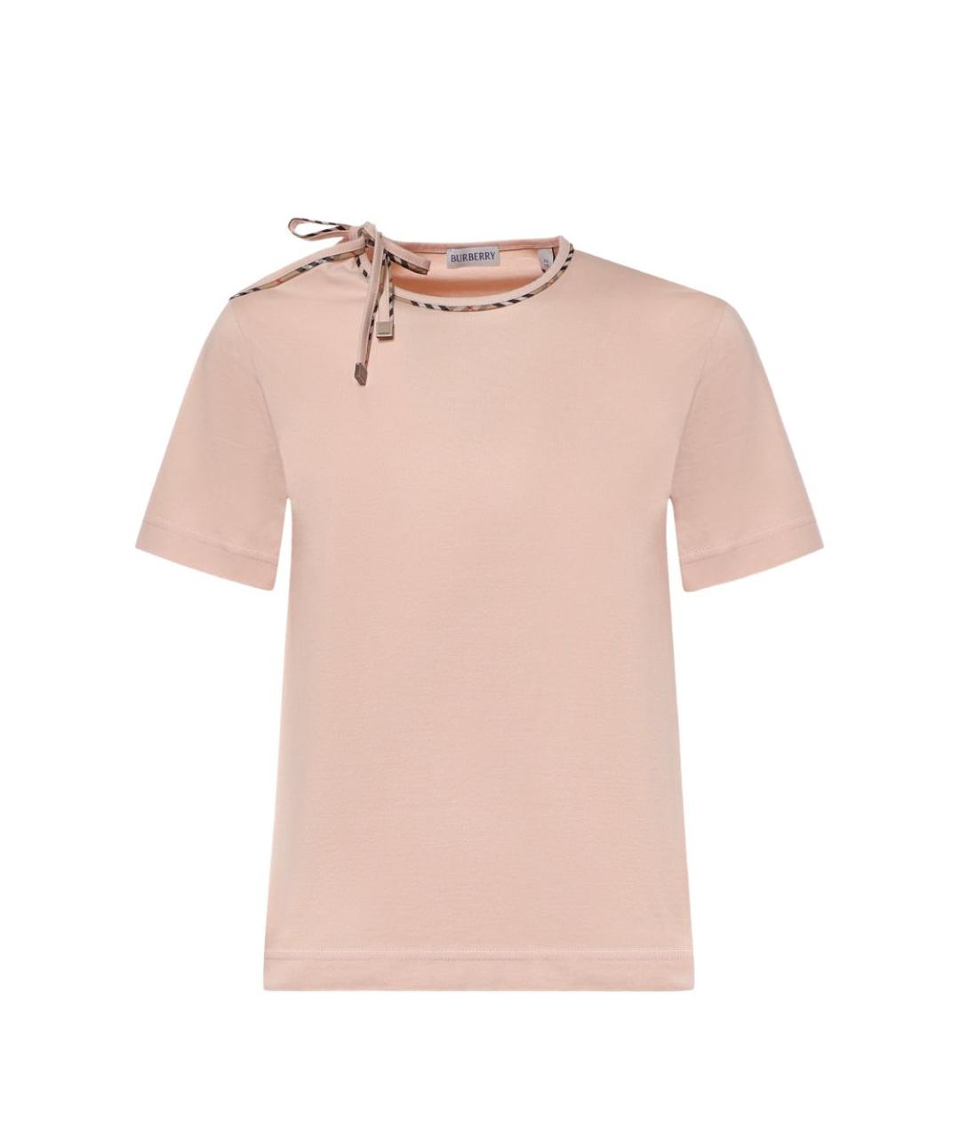 BURBERRY Розовая хлопковая футболка, фото 1