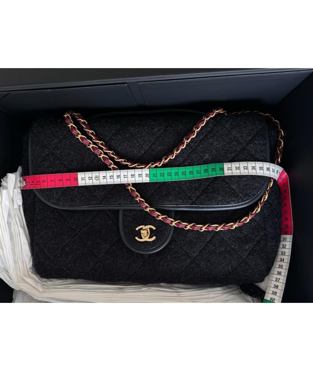CHANEL Антрацитовая шерстяная сумка через плечо, фото 8