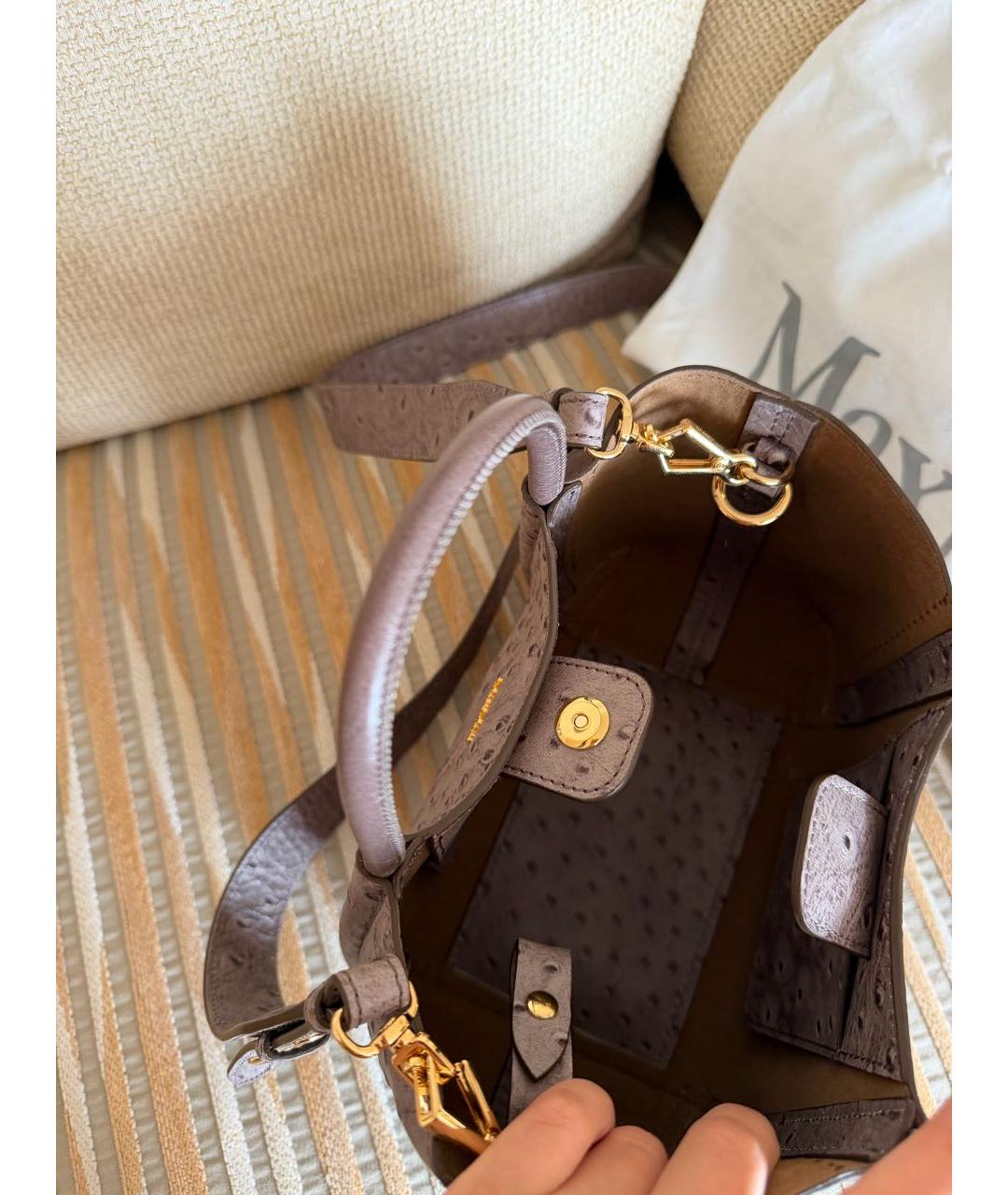MAX MARA Фиолетовая сумка тоут из экзотической кожи, фото 6