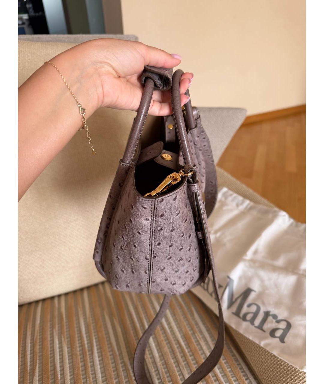 MAX MARA Фиолетовая сумка тоут из экзотической кожи, фото 7