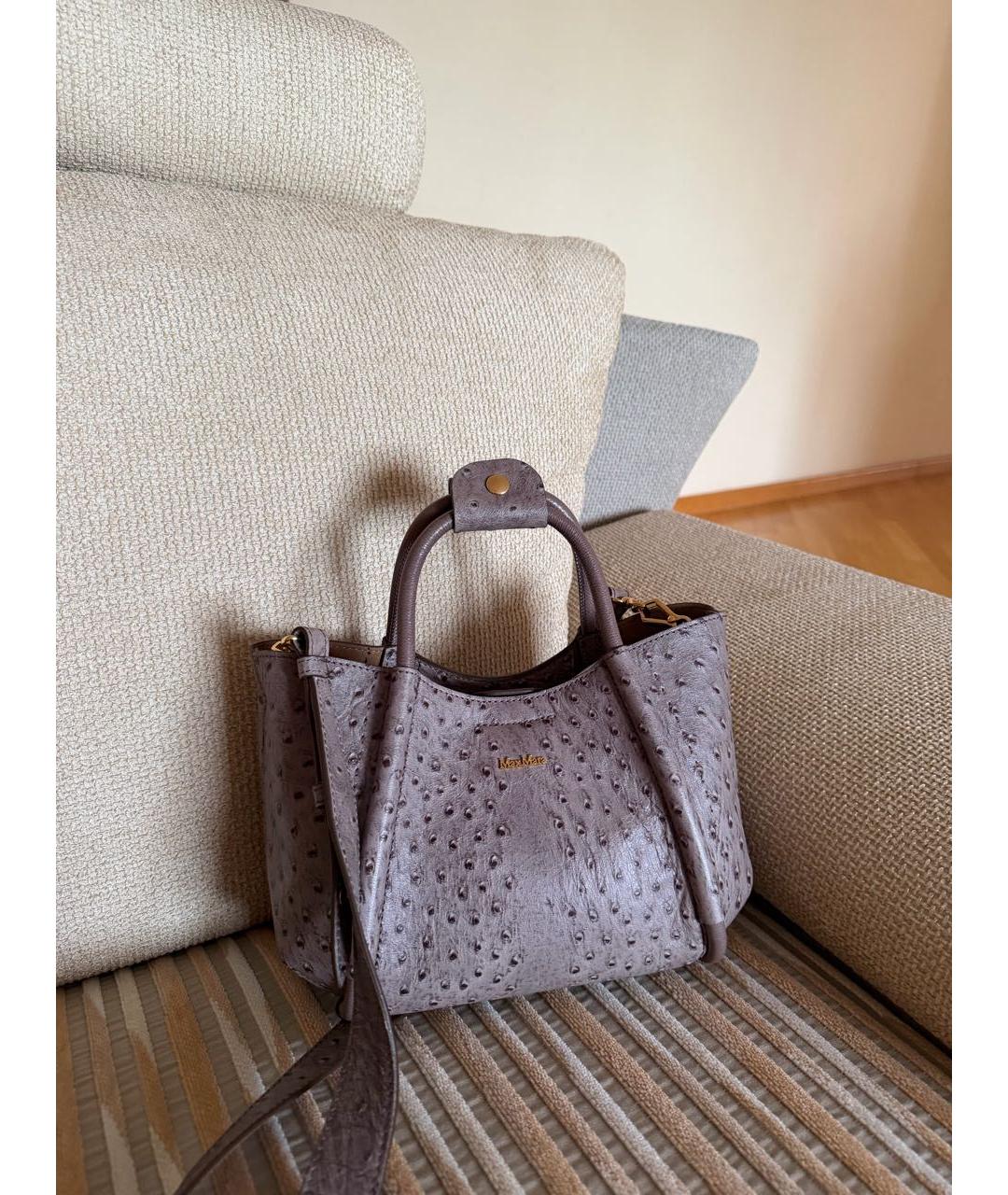 MAX MARA Фиолетовая сумка тоут из экзотической кожи, фото 8
