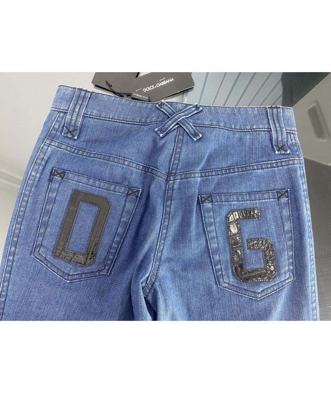 DOLCE&GABBANA Синие хлопковые прямые джинсы, фото 4