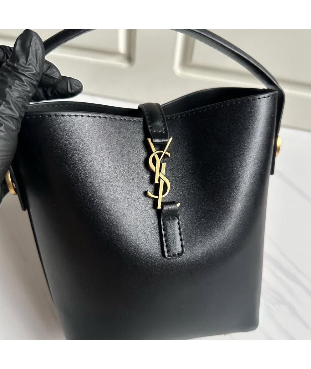 SAINT LAURENT Черная кожаная сумка через плечо, фото 2