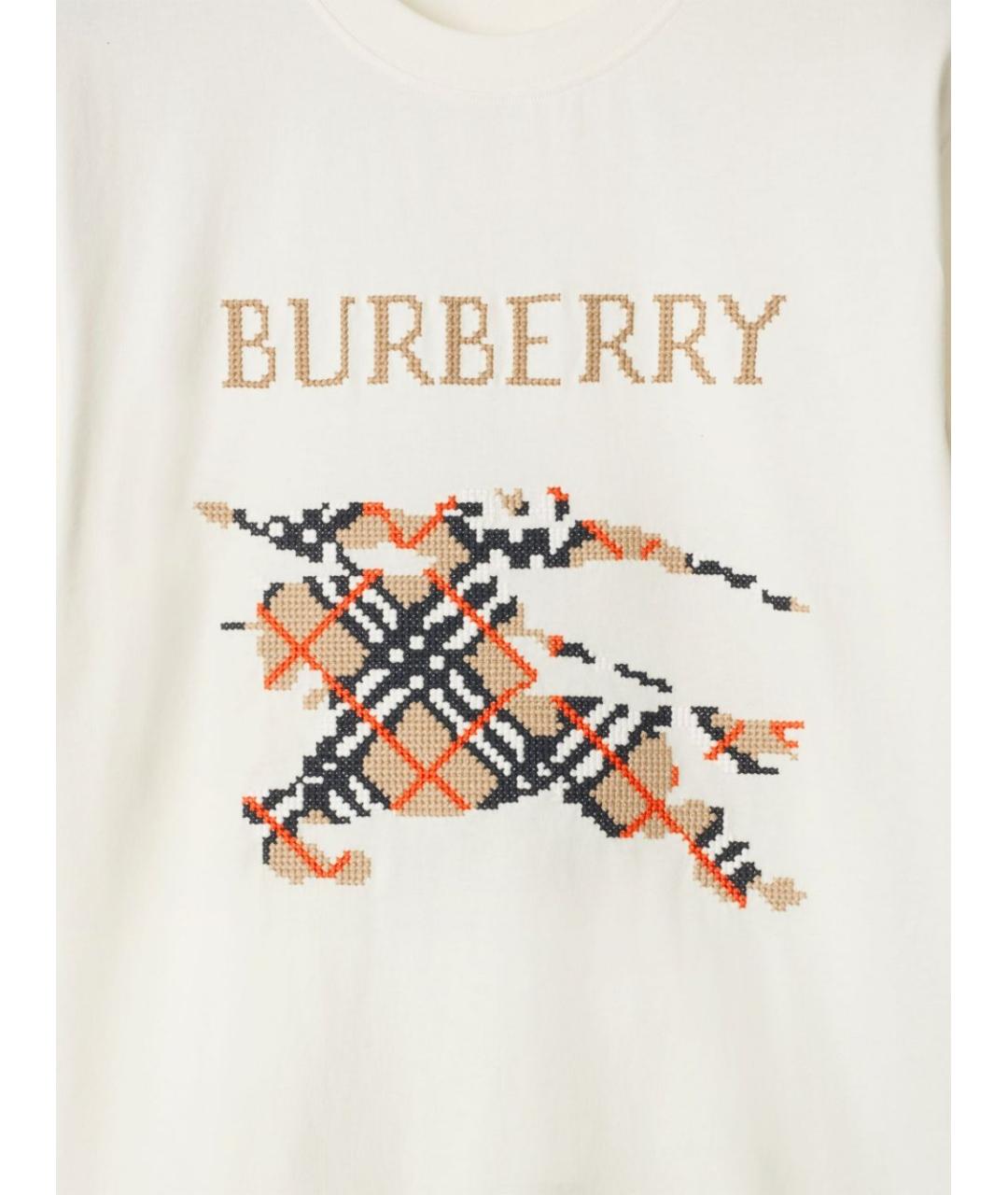 BURBERRY Белая хлопковая футболка, фото 4