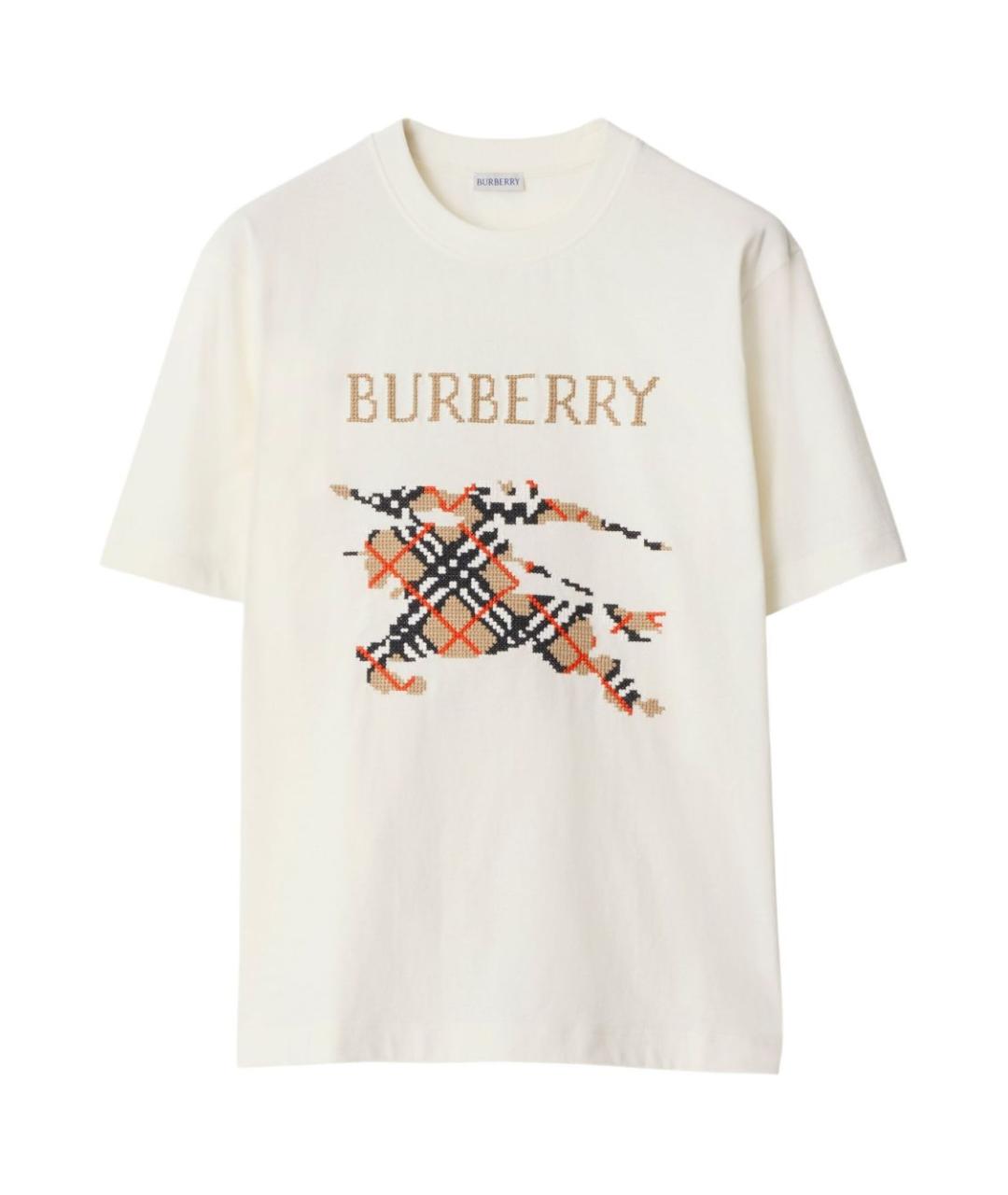 BURBERRY Белая хлопковая футболка, фото 1