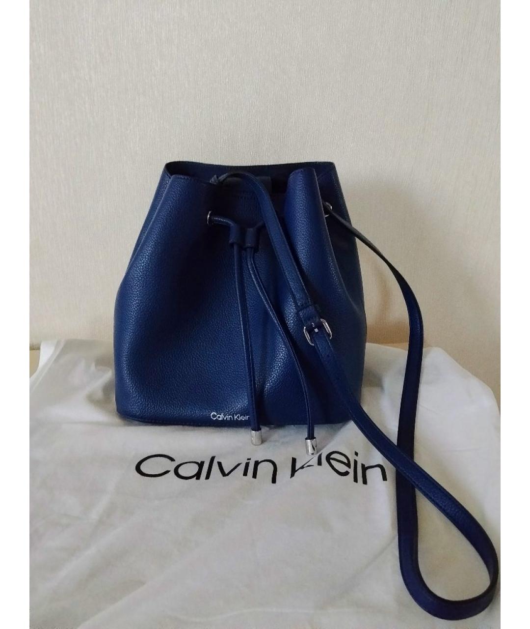 CALVIN KLEIN Синяя сумка через плечо из искусственной кожи, фото 3