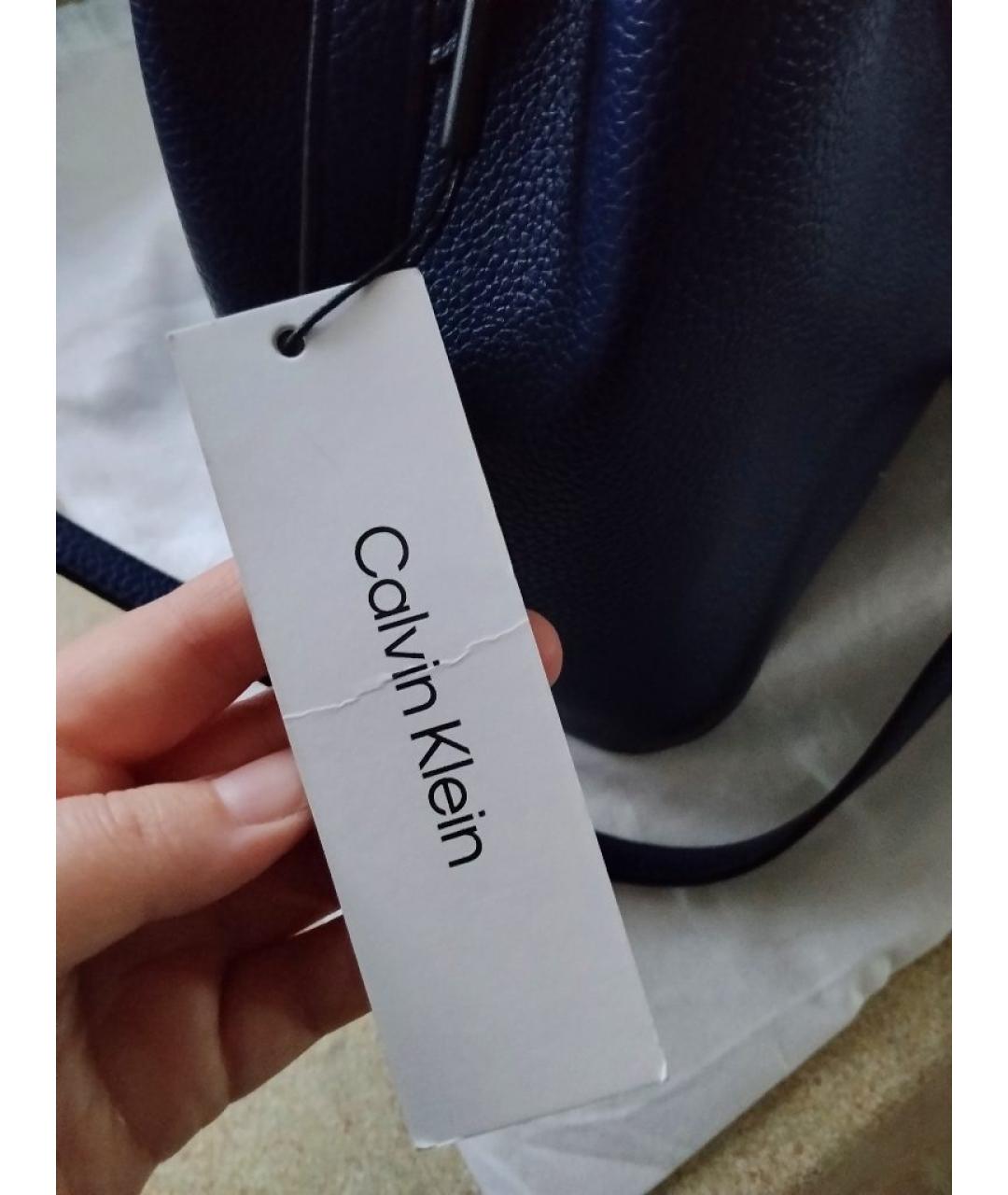 CALVIN KLEIN Синяя сумка через плечо из искусственной кожи, фото 4