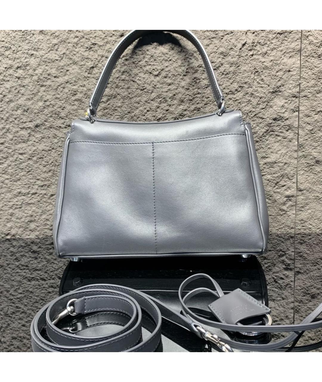 BALENCIAGA Серебряная кожаная сумка с короткими ручками, фото 2