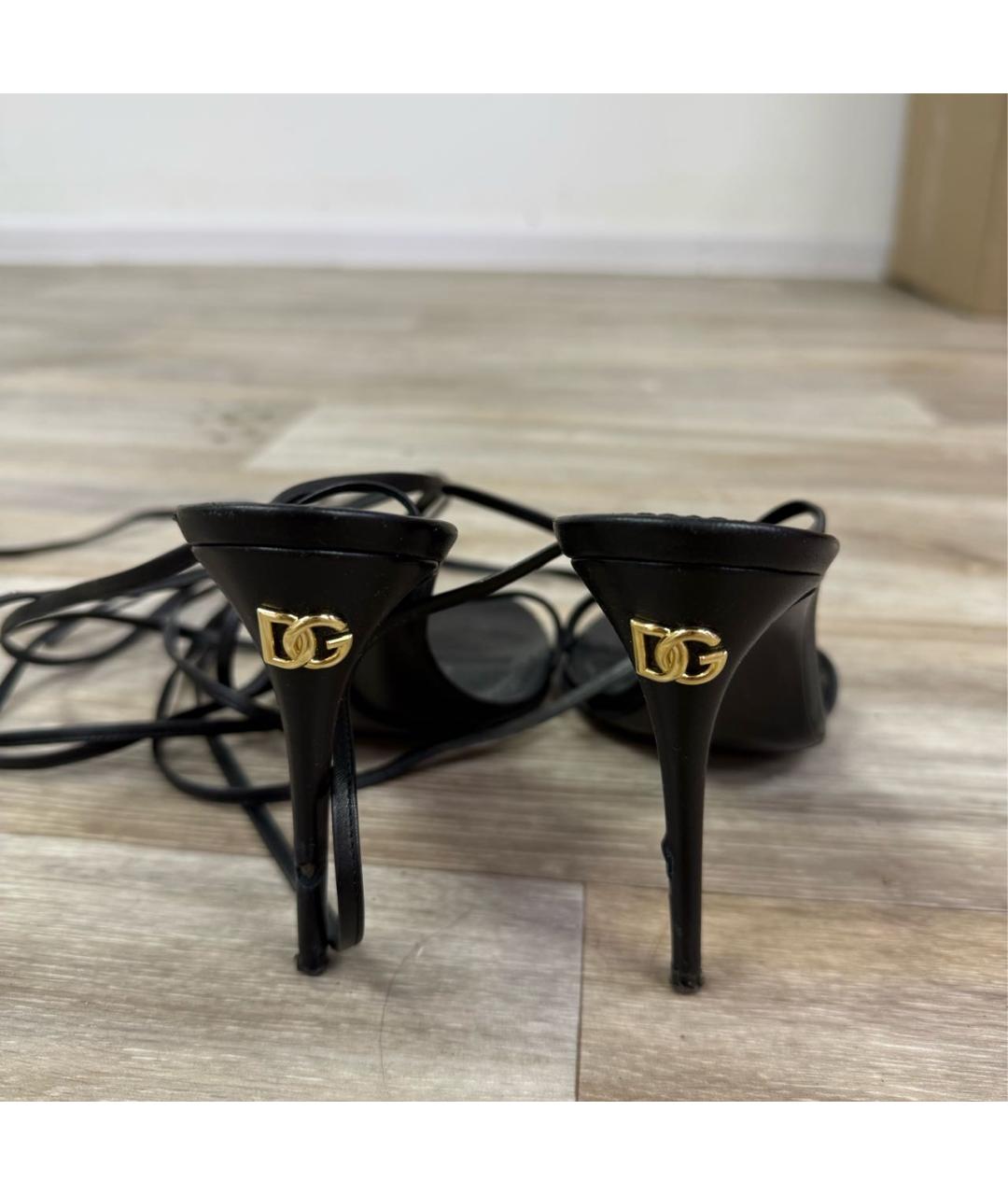 DOLCE&GABBANA Черные кожаные босоножки, фото 4
