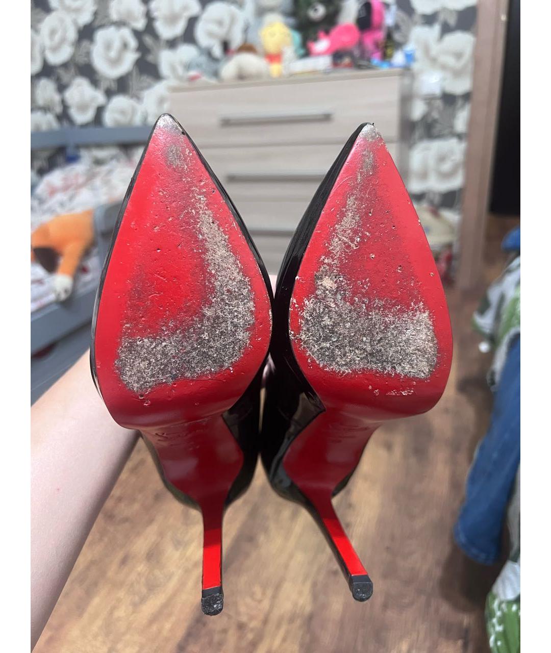 CHRISTIAN LOUBOUTIN Черные кожаные туфли, фото 7